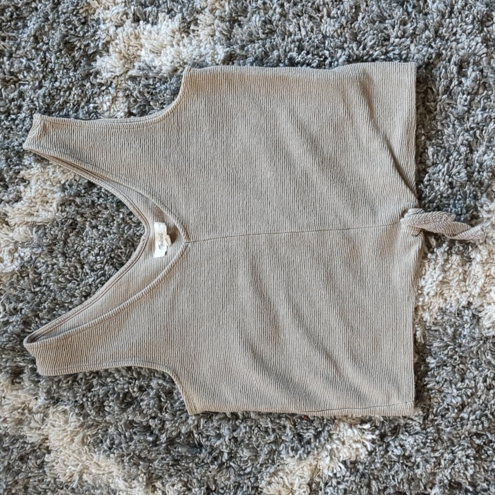 Madewell Texture and Thread Taupe Tie Front Tank Top, size S
